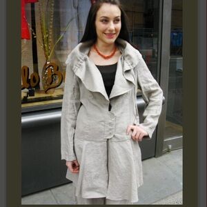 Cannisse Levant $288 Grey Long Jacket Dress Linen M